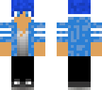 aaron with blue hair and shirt