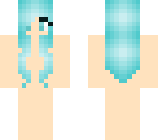cyan girl with back hair