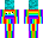 rainbow derp holding cyan wool