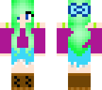 girl with green hair and big blue bow