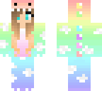 rainbow dino girl with clouds
