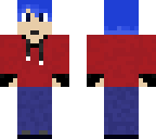 blue hair boy with red hoodie