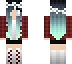blue hair girl with red outfit