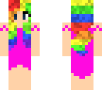 girl with rainbow hair and pink dress