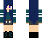 girl blue hair cyan top