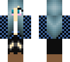 girl with blue hair and blue flannel