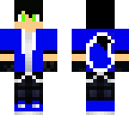 blue wolf boy with green eyes