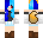 blue hair fox girl  with a black and red eye