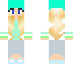 blond girl with beanie and skirt
