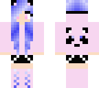 pink panda girl with indigo hair