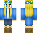 blond haired girl with cute blue cardigan