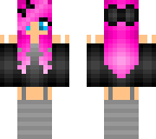 pink hair girl with black