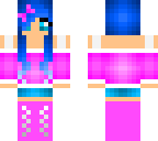 pink girl with blue hair and eyes