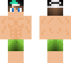 boy in swimsuit with green hair