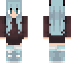 blue hair girl with dark red coat