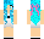 blue haired girl in a white dress