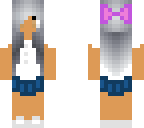 school girl with pink bow
