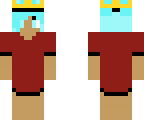 queen with two buns in a red  dress shirt