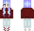 blue hair red sweater girl