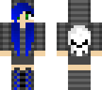 girl with skull hoodie - blue hair