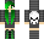 girl with skull hoodie - green hair