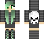 girl with skull hoodie - mint green hair