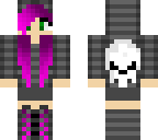 girl with skull hoodie - pink hair