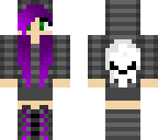 girl with skull hoodie - purple hair