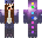 galaxy rainbow dino girl with brown hair
