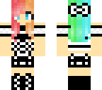 short rainbow hair and a maid outfit and black bow