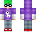unicorn purple hoodie green hair boy