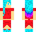 red dress blue hair girl