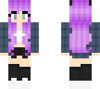 glow purple pastel hair with dark cyan coat
