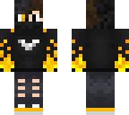 guy in black and yellow with flames