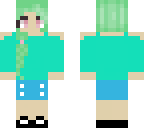 mint green hair girl