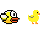 flappy bird and chick pixel art