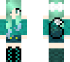 pale girl with mint hair and fox tail