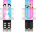 girl with nerdy pink and blue hair