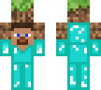 steve holding gras block with diamond armor