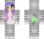 cat onsie with purple and pink hair