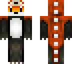 fox in a red panda dino onesie