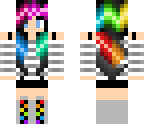 girl with a striped top and colorful hair rainbow