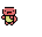 cute redish pink trutle with derpy face logo