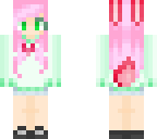 red bunny girl with green and pink stuff idk