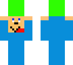 bue man holding green block