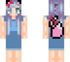 blue hair girl overalls