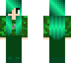 camo girl with green cyan hair