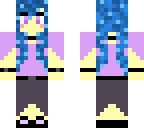 blue haired girl wearing top and skirt