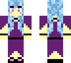 blue hair purple dress