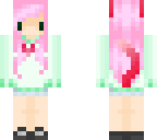 chibi green and pink and red cat girl